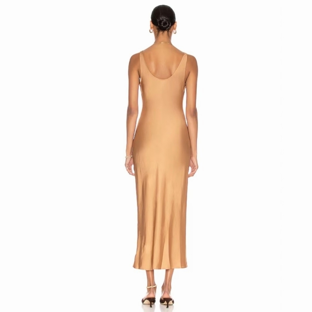 L'AGENCE‎ Akiya Satin Slip Dress Coco Brown Bias Cut Midi XS Tall - Picture 8 of 14